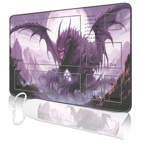 MTG Spielmatte, 24" x 14" MTG TCG Spielmatte mit genähten Kanten HD Druck Spielmatte für Kartenspiele Anti-Rutsch Gaming Spielmatte mit Aufbewahrungstasche Dinosaurier Kampfspielmatte MTG Spielmatte, 24" x 14" MTG TCG Spielmatte mit genähten Kanten HD Druck Spielmatte für Kartenspiele Anti-Rutsch Gaming Spielmatte mit Aufbewahrungstasche Dinosaurier Kampfspielmatte von Nkddert