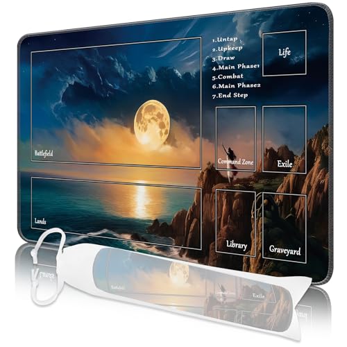 MTG Spielmatte, 24" x 14" Spielmatte für TCG MTG Kartenspielmatte, genähte Kanten, MTG Spielmatte mit Zonen, Glatte Gummioberfläche, Kampfspielmatte MTG Spielmatte, 24" x 14" Spielmatte für TCG MTG Kartenspielmatte, genähte Kanten, MTG Spielmatte mit Zonen, Glatte Gummioberfläche, Kampfspielmatte von Nkddert
