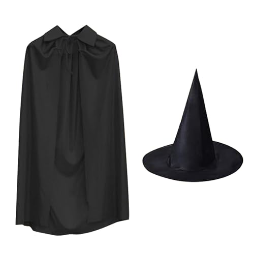 Halloween-Umhang, Zauberer-Umhang mit Hexenhut, Rollenspiel-Requisiten, Halloween-Kostüm für Teenager und Erwachsene, Maskerade-Rollenspiel-Umhang, Zauberer-Umhang für Halloween, Hexenhut und Halloween-Umhang, Zauberer-Umhang mit Hexenhut, Rollenspiel-Requisiten, Halloween-Kostüm für Teenager und Erwachsene, Maskerade-Rollenspiel-Umhang, Zauberer-Umhang für Halloween, Hexenhut und von Nkmujil