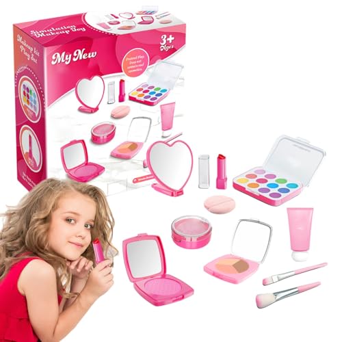 Kids Makeup Set, Girls Pretend Cosmetics Set, 6.1x5.51 x2.36 Inches Portable Pretends Beauty Kit, Fun Cosmetic Toy for Girls and Family Travel Playing Game von Nkmujil