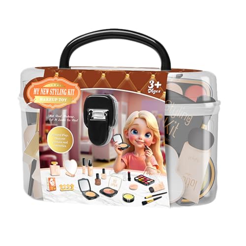 Kids Makeup Sets, Little Girl House Makeup Game, Secure and Harmless Indoor Toy for Birthday, Christmas, Children's Day, New Year, 7.48x3.94x5.12 inches, Brown, Blue, Pink von Nkmujil