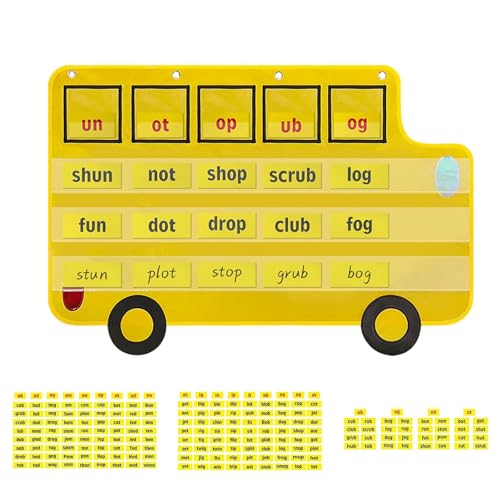 Klassenzimmer-Taschendiagramm | Busförmige pädagogische Taschenkarte | Taschentabellen-Lernzubehör, Taschentabellen-Lernspiele, vielseitiger Wortbildungs-Zentriertaschen-Satzstreifenhalter von Nkmujil