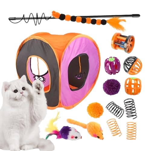 Nkmujil Faltbares Katzentunnel-Set, Kätzchen-Starter-Kit für Haustiere, Katzenspielzeug-Kollektion, Katzenspielzeug-Set, niedlicher Katzentunnel, Katzenfederstab und Spielzeug, Frühlingsmäuse und Nkmujil Faltbares Katzentunnel-Set, Kätzchen-Starter-Kit für Haustiere, Katzenspielzeug-Kollektion, Katzenspielzeug-Set, niedlicher Katzentunnel, Katzenfederstab und Spielzeug, Frühlingsmäuse und von Nkmujil