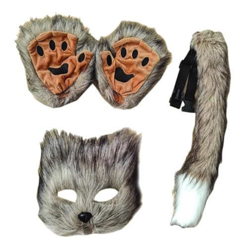 Nkmujil Furry Costumes Kids, Faux Wolf Cosplay Maske, Faux Wolf Half Face Cover, Furry Paw And Tail Set, Furry Costume Kit, Halloween Furry Costume for Halloween, Birthday, Holiday Nkmujil Furry Costumes Kids, Faux Wolf Cosplay Maske, Faux Wolf Half Face Cover, Furry Paw And Tail Set, Furry Costume Kit, Halloween Furry Costume for Halloween, Birthday, Holiday von Nkmujil