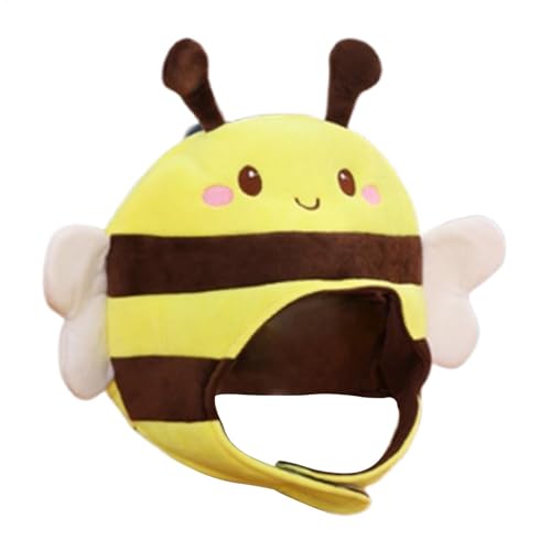 Nkmujil Kopfbedeckung Plüsch Biene, Maskerade Kostüm Kopfbedeckung Weiche Plüschmütze Warme Verkleidung Kopfbedeckung Bequem und Spaß Foto Prop Kopfbedeckung für Aufführungen 40x25cm PP Baumwolle von Nkmujil
