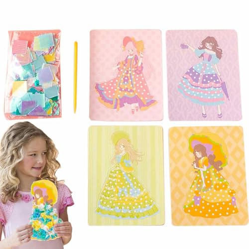 Nkmujil Pokes Art Toys, Reusable Dress Up Puzzle Sticker Book, Creative Craft Kit with Removable Stickers Girls Age 3+, Educational Activity, Ideal for Preschool Play, 21x16x2.5cm von Nkmujil