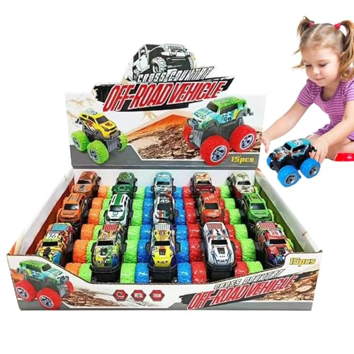 Nkmujil Pull Back Race Car, 15X Colorful Funny Interactive Friction, Pull Back Racing Vehicles, Friction-Powered Toy for Boys & Girls, Educational, PVC, 31.6x23.5x6.3cm von Nkmujil