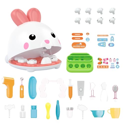 Nkmujil Reinigung von Toy Dentals | Hygiene-Spielset | Kinder-Zahnarzt-Spielset, kreatives Kinder-Zahnarzt-Spielset für Kinder, Stem Education, Weihnachtsstrumpffüller, Hasen-Zahnarzt-Spielzeug von Nkmujil