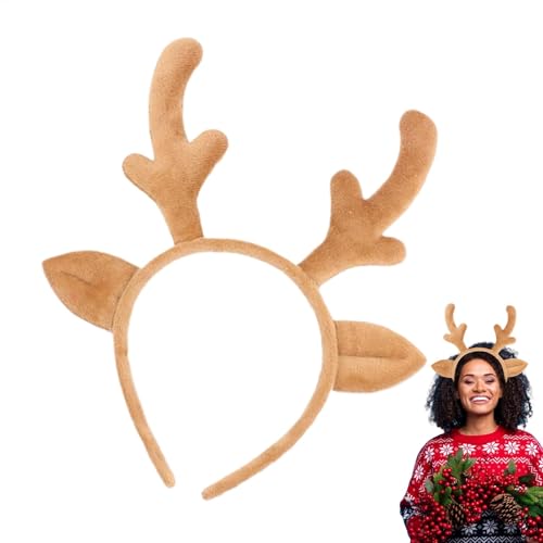 Nkmujil Weihnachts-Rentier Haarreif | Hirschgeweih Kostüm Zubehör | Realistischer Rentier-Kopfschmuck | Tierohren für Cosplay | Hirschkostüm für Weihnachten von Nkmujil