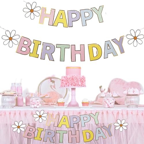 Premium-Partydekorationen, wiederverwendbare Geburtstagsdekoration, buntes Geburtstagsbanner, Blumengirlande, Banner, Happy Birthday Display für Partyzubehör, Papier, 2 Stück, einfach Premium-Partydekorationen, wiederverwendbare Geburtstagsdekoration, buntes Geburtstagsbanner, Blumengirlande, Banner, Happy Birthday Display für Partyzubehör, Papier, 2 Stück, einfach von Nkmujil