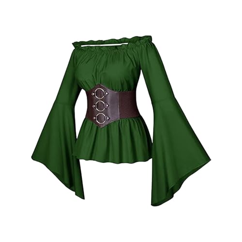 Mittelalter Kleidung Damen Gothic Steampunk Langarm Off Shoulder Corsett Top Gürtel Viktorianisches Renaissance Kostüm von Nlaayong