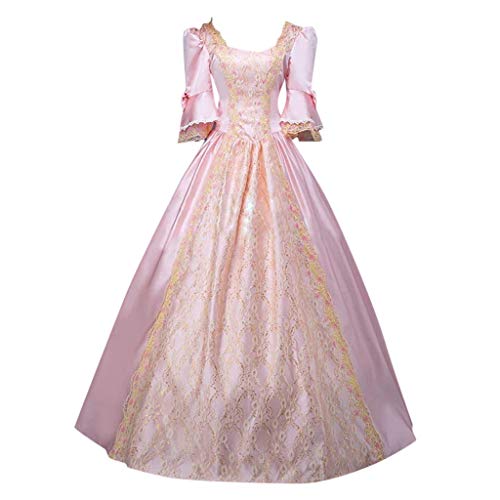 Nlaayong Damen Mittelalter Kleid Rokoko Trompetenärmel Schleife Knielang Kostüm Prinzessin Kleider Vintage Gothic Renaissance Viktorianisches Kleidung Elegant Retro Cosplay Kostüm von Nlaayong