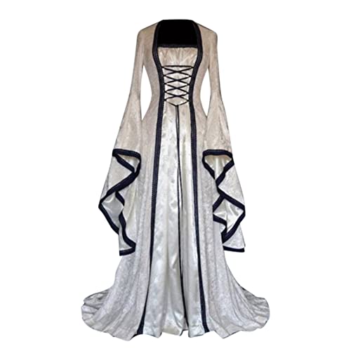 Nlaayong Damen Retro Mittelalter Kleid mit Trompetenärmel, Mittelalterliche Viktorianischen Königin Kleider Renaissance Gotisch Maxikleid Karneval Halloween Party Prinzessin Kostüm Nlaayong Damen Retro Mittelalter Kleid mit Trompetenärmel, Mittelalterliche Viktorianischen Königin Kleider Renaissance Gotisch Maxikleid Karneval Halloween Party Prinzessin Kostüm von Nlaayong