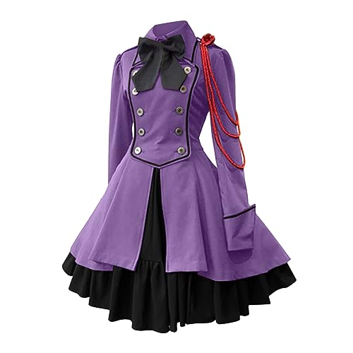 Nlaayong Gothic Kleid Damen Schleife Langarm Renaissance Kleid Große Größen Punk Lolita Steampunk Gothic Kostüm Cosplay Party Dress für Halloween Karneval Party Nlaayong Gothic Kleid Damen Schleife Langarm Renaissance Kleid Große Größen Punk Lolita Steampunk Gothic Kostüm Cosplay Party Dress für Halloween Karneval Party von Nlaayong
