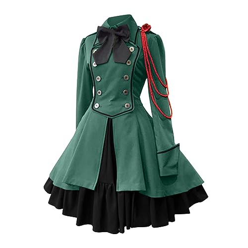 Nlaayong Gothic Kleid Damen Schleife Langarm Renaissance Kleid Große Größen Punk Lolita Steampunk Gothic Kostüm Cosplay Party Dress für Halloween Karneval Party Nlaayong Gothic Kleid Damen Schleife Langarm Renaissance Kleid Große Größen Punk Lolita Steampunk Gothic Kostüm Cosplay Party Dress für Halloween Karneval Party von Nlaayong