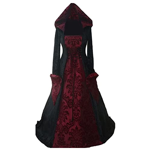 Nlaayong Halloween Kostüm Damen,Gothic Kleidung Damen Schnürkleid mit Kapuze Vintage Mittelalter Kleid Trompetenärmel Maxikleider Renaissance Party Festlich Cosplay Karneval Halloween Kostüm Nlaayong Halloween Kostüm Damen,Gothic Kleidung Damen Schnürkleid mit Kapuze Vintage Mittelalter Kleid Trompetenärmel Maxikleider Renaissance Party Festlich Cosplay Karneval Halloween Kostüm von Nlaayong