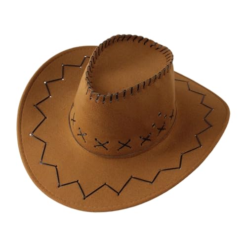 Nlaayong Jungen Mädchen Cowboyhut Westernhut Kostümzubehör Western Wildlederoptik Cowboy-Hut Opfbedeckung zu Karneval, Fasching, Halloween, Mottopartys von Nlaayong