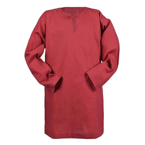 Nlaayong Mittelalter Hemd Jungen Vintage-Kostüm Wikinger Ritter Mittelalter Kostüm Tunika Rittertunika Piratenhemd Schnürhemd Hemd Traditioneller Retro Freizeithemden von Nlaayong