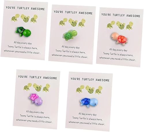 Mini-Meeresschildkröten-Figuren mit Dankeskarten, Grußkarte im Lieferumfang enthalten, niedliche Geschenke im Taschenformat, herzerwärmende Zeichen der Zuneigung, tragbares Andenken, 5 Stück Mini-Meeresschildkröten-Figuren mit Dankeskarten, Grußkarte im Lieferumfang enthalten, niedliche Geschenke im Taschenformat, herzerwärmende Zeichen der Zuneigung, tragbares Andenken, 5 Stück von Nlinlin