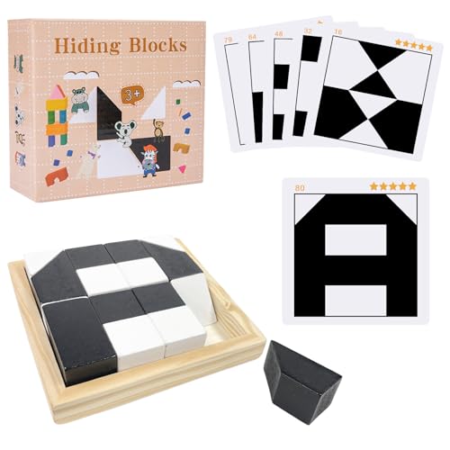 NlsqEU Intelligenz Puzzle 3D Games, Montessori Brettspiele Spielzeug 3D Puzzles, Desktop-Spiel für frühe Bildung Altersgruppe 3, Holz Tangram Puzzle von NlsqEU
