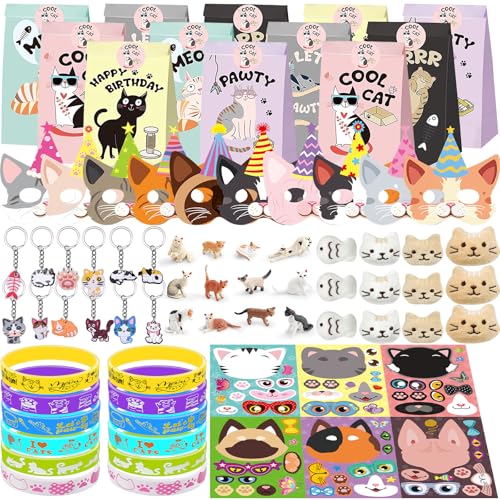 NlsqEU 84pcs Katzen Deko Geburtstag, 12 Katzen Party Mitgebsel 12 Katzenmaske 12 Katzen Figuren, 12 Cat Sticker, Katzen Deko Mädchen Kindergeburtstag, Katzen Geburtstagsdeko für Mädchen Geburtstag NlsqEU 84pcs Katzen Deko Geburtstag, 12 Katzen Party Mitgebsel 12 Katzenmaske 12 Katzen Figuren, 12 Cat Sticker, Katzen Deko Mädchen Kindergeburtstag, Katzen Geburtstagsdeko für Mädchen Geburtstag von NlsqEU