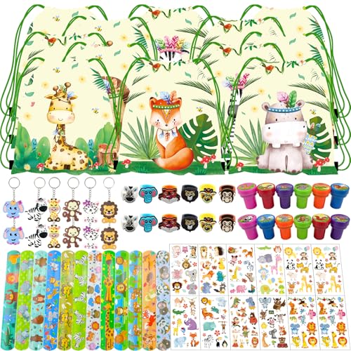 NlsqEU Dschungel Party Mitgebsel Set, Tiere Party Mitgebsel, Dschungel Party Mitgebsel, Tiere Geschenktüten, Schnapparmband, Schlüsselanhänger, Spielzeug Stempel, Aufkleber und Ring NlsqEU Dschungel Party Mitgebsel Set, Tiere Party Mitgebsel, Dschungel Party Mitgebsel, Tiere Geschenktüten, Schnapparmband, Schlüsselanhänger, Spielzeug Stempel, Aufkleber und Ring von NlsqEU