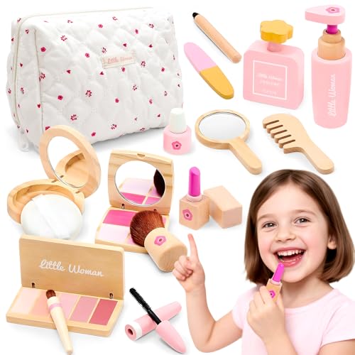 NlsqEU Holz Kinderschminke Set Mädchen, Holz Spielzeug Schminkkoffer Mädchen Schminkset aus für Kinder Rollenspiele Geschenk Geburtstag für Mädchen 3 4 5 6 7 8 Jahre NlsqEU Holz Kinderschminke Set Mädchen, Holz Spielzeug Schminkkoffer Mädchen Schminkset aus für Kinder Rollenspiele Geschenk Geburtstag für Mädchen 3 4 5 6 7 8 Jahre von NlsqEU