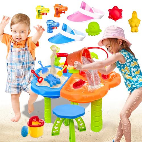 NlsqEU Wasserspieltisch, 38 Stück Wassertisch Kinder Outdoor, 3 in 1 Sand Wassertisch Kinder Water Table for Kids Wasserspielzeug mit Wasserkocher, Eimer, Sandform, Rechen, Schaufel NlsqEU Wasserspieltisch, 38 Stück Wassertisch Kinder Outdoor, 3 in 1 Sand Wassertisch Kinder Water Table for Kids Wasserspielzeug mit Wasserkocher, Eimer, Sandform, Rechen, Schaufel von NlsqEU