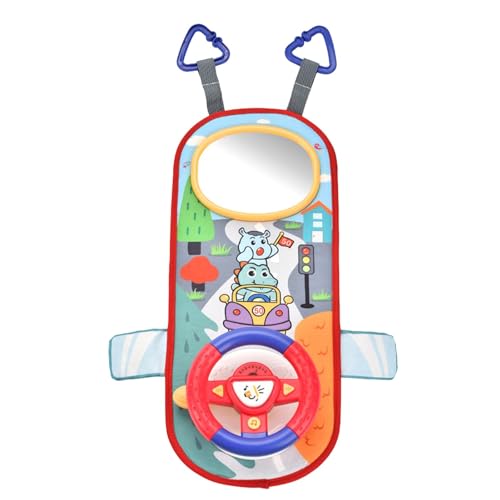 Kinderlenkrad für Autorücksitz, Kinderlenkradspielzeug - Musikalisches Antriebsrad - 360° drehbares Kinderlenkradspielzeug mit lustigem Kurbelgeräusch für Weihnachtsstrumpffüller im Kindergarten von Nmkeqlos
