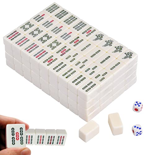 Nmkeqlos Reise-Mahjong-Sets | 144 Stück Mini-Mahjong-Fliesen,Mahjong-Spiel in chinesischer Version für Reisen, Freunde, Familie, Freizeitspiel, Partyzubehör von Nmkeqlos