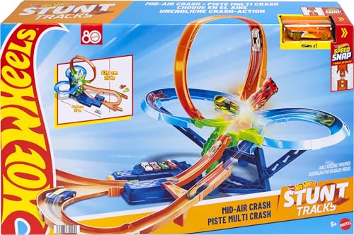 Hot Wheels Spielzeugauto-Trackset, Stunttrack Unendliche Crash-Action mit Die-Cast-Spielzeugauto im Maßstab 1:64 und batteriebetriebenem Beschleuniger für endlose Stunts und Rennen, JKJ78 von No data available
