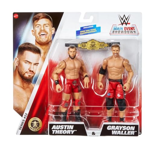 Mattel WWE Main Event Showdown Actionfiguren 2er-Pack mit Zubehör, Serie #22 Austin Theory & Grayson Waller Sammelset, 15,2 cm Mattel WWE Main Event Showdown Actionfiguren 2er-Pack mit Zubehör, Serie #22 Austin Theory & Grayson Waller Sammelset, 15,2 cm von No data available