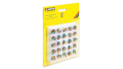 NOCH Profi-Grasbüschel „blühend“, Mehrfarbig beflockt 9 mm, für Modellbahnanlagen, ideal für Diorama und Garten Deko von NOCH
