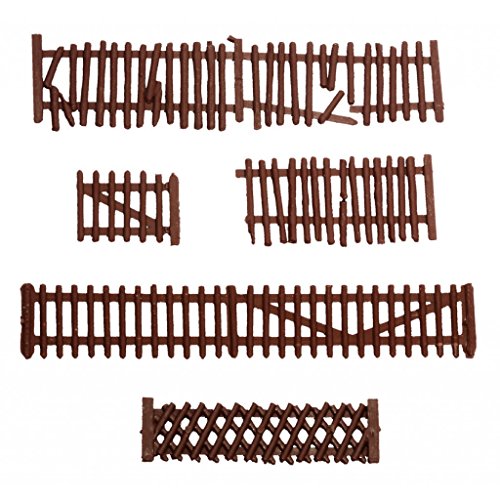NOCH® Gartenzäune, Modellbau Zaun mit Brauntönen, 72 Teile, Gesamtlänge ca. 270 cm für die Spurweite H0, ideal für DIY und Basteln von NOCH