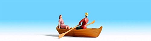 NOCH Ruderboot, handkoloriertes Modellboot mit Figuren, ideal für H0 Spur und Modellierung von NOCH