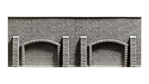 NOCH® Arkadenmauer, extra lang Modellbau Mauer, 66,8 x 12,5 cm für die Spurweite H0 perfekt auch für Stadt und Landschaft von NOCH