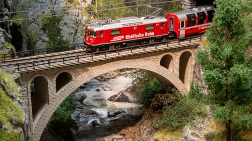 NOCH Brombenzviadukt, Modellbau-Laser-Cut Bausatz, 18,6 x 3,8 cm, Höhe 8,6 cm, für Spur N, realistische Eisenbahnbrücke von NOCH