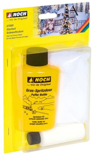 NOCH Start-Set Schneeflocken, für winterliche Modelllandschaften, 50 g Schnee-Kleber, inkl. Spritzdose geeignet für Spurweiten H0, TT, N, Z von NOCH