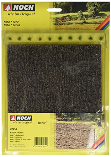 NOCH Natur+ „Acker“, Hartschaum mit realistischer Ackerstruktur, 21 x 19 cm ideal für H0 und TT von NOCH