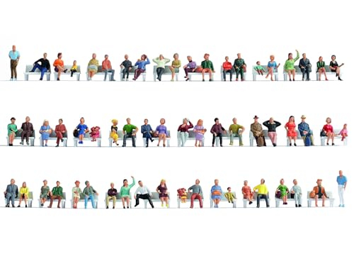 NOCH® Mega-Spar-Set „Sitzende“, 60 Figuren aus Kunststoff, handkoloriert für Spur H0 perfekt für Modellbau, Dioramen und Hobby von NOCH