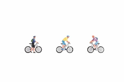 NOCH H0 Figuren-Set Mountainbike Modell handbemalt für Modellbahn, Eisenbahn H0 & Diorama – Miniatur Modellbau Figuren Zubehör 1:87 (15899) von NOCH