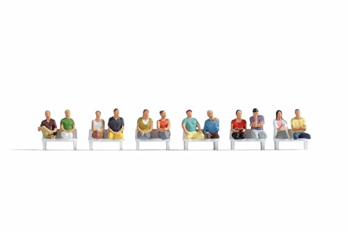 NOCH® Sitzende Passagiere, ideal für H0-Waggons, maßstabgetreue Modellfiguren, 12 Stück für Modelleisenbahnen und Dioramen von NOCH