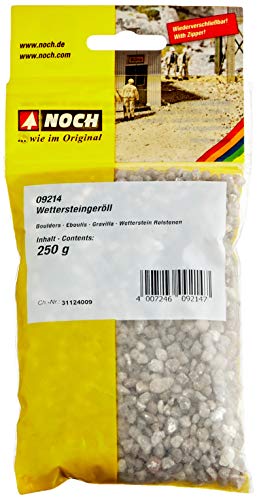 NOCH Wettersteingeröll, grobes Modellbau Schotter, 250 g Beutel für Gelände- & Gleisbau in Grautönen ideal für Spurweiten H0, TT, N, Z und weitere maßstabsgetreue Projekte von NOCH