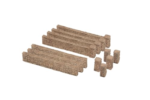 NOCH Gartenmauer aus Kunststoff, detaillierte Modellbau Mauer, 12 Teile für Spur H0 von NOCH