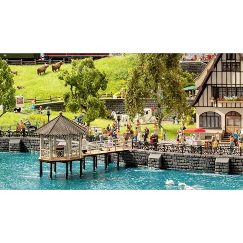 NOCH® Event-Pavillon „Fischersteg“, romantischer Modellbau Pavillon, 12,9 x 5,2 cm in H0 ideal für Hochzeitsszenen von NOCH
