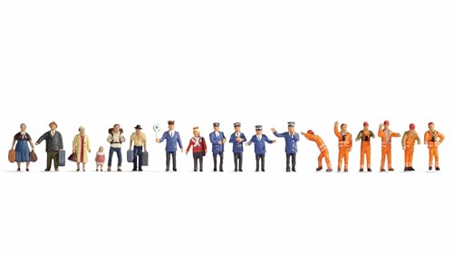 NOCH® XL-Set „Am Bahnhof“, 18 Figuren handbemalt, für H0 Bahnhöfe im Maßstab 1:87 perfekt zur Ausschmückung von NOCH