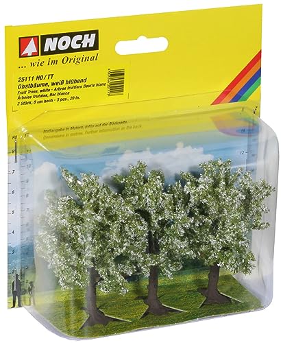 NOCH Obstbäume, weiß blühend, 3 Stück, 8 cm hoch für Spurweiten H0, TT ideal für Modellbau und DIY NOCH Obstbäume, weiß blühend, 3 Stück, 8 cm hoch für Spurweiten H0, TT ideal für Modellbau und DIY von NOCH