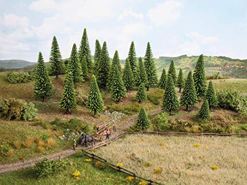 NOCH® Modellfichten, realistische Modellbaumbäume, 10 Stück von 5 - 14 cm, perfekt für Modellbahn Landschaften H0, TT von NOCH