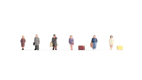 NOCH Figuren „Reisende“, handbemalte Modellbahnfiguren Spur Z, ideal für Bahnhöfe und Bahnsteige, Figuren-Set für den Modellbau von NOCH