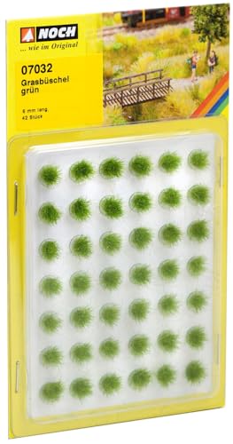 NOCH® Grasbüschel Mini-Set, mit 42 Stück Modellbau Gras dekorativ für Landschaften und DIY Projekte, 6 mm hoch geeignet für Spurweiten H0, TT, N, Z von NOCH